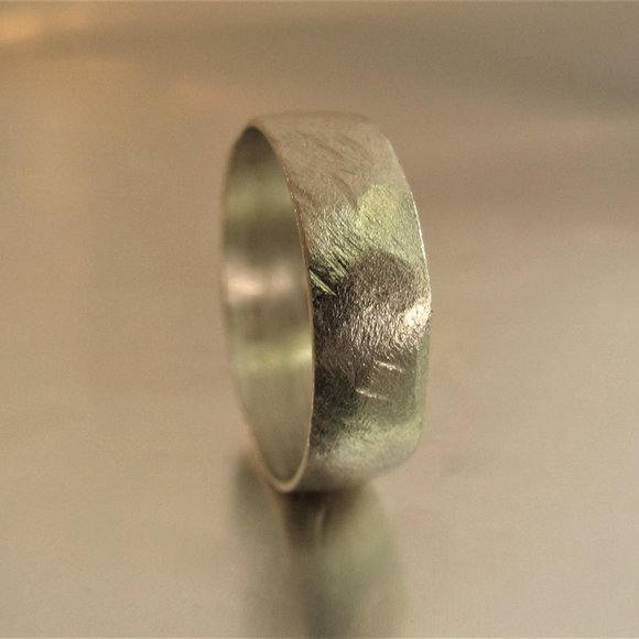 Wedding ring for men. 14k solid white gold ring. - Picture 2 of 12